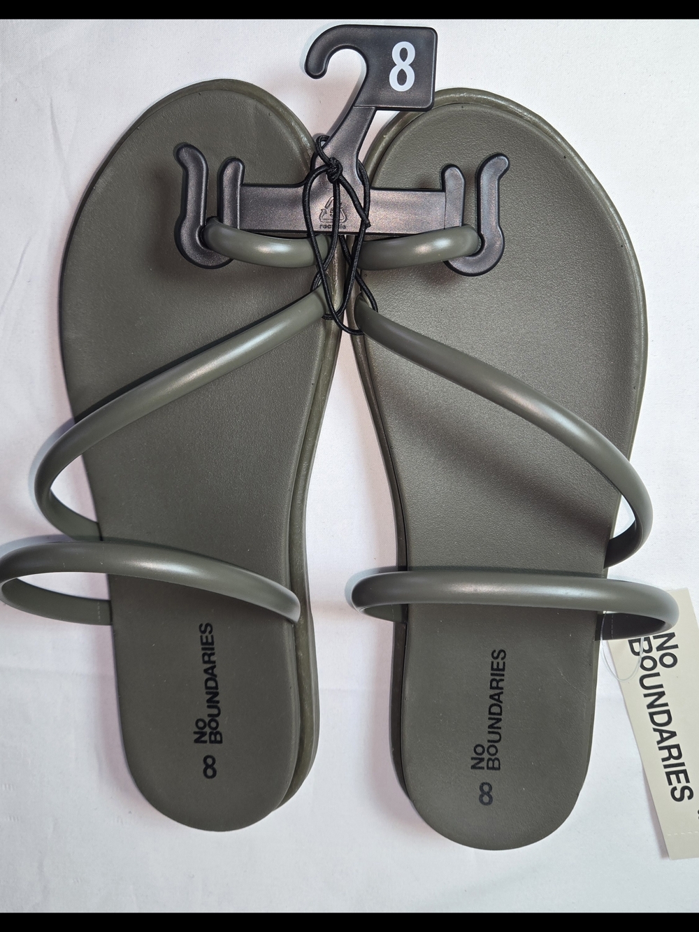 No Boundaries Olive Green Strappy Slide Sandals - Women's Size 8